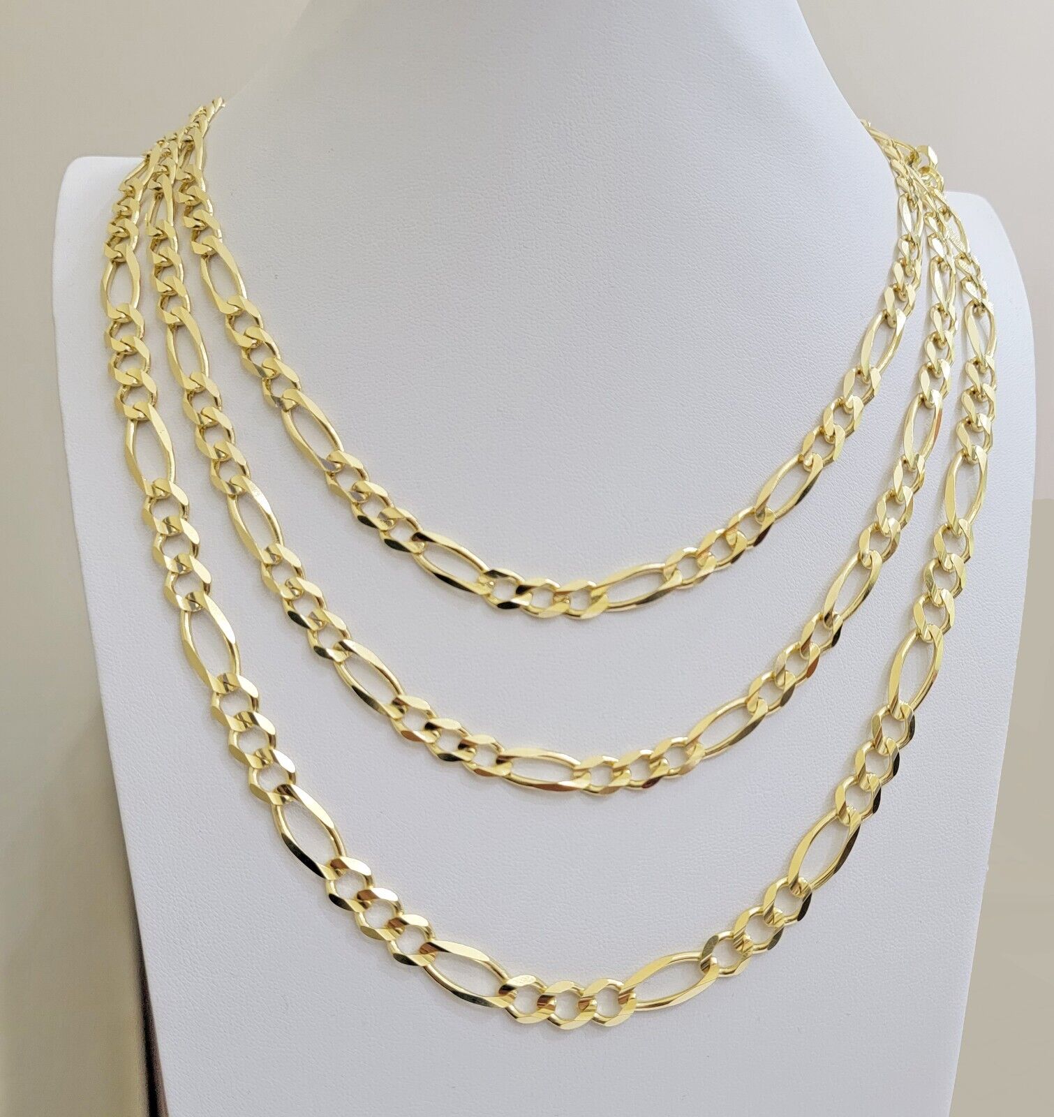 7mm Solid 14k Yellow Gold Figaro chain Necklace 24 Inch Men's STRONG REAL 14kt - GoldenLinQ