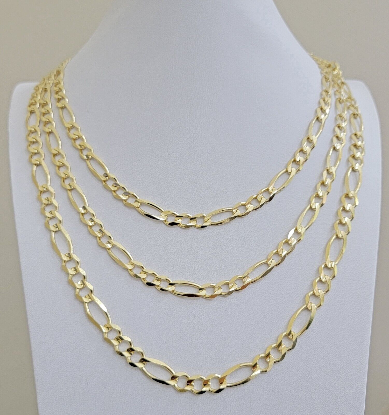 7mm Solid 14k Yellow Gold Figaro chain Necklace 24 Inch Men's STRONG REAL 14kt - GoldenLinQ