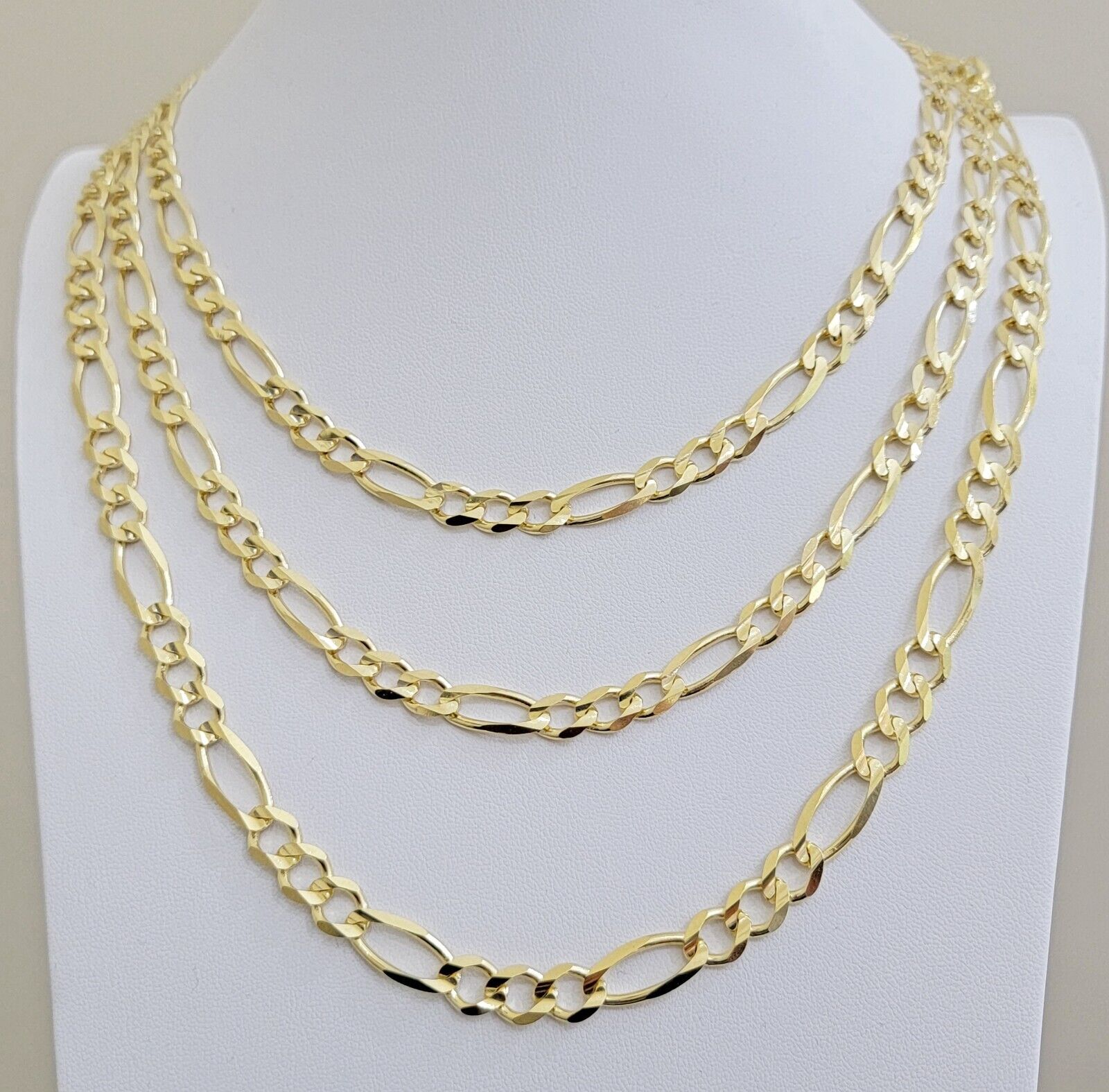 7mm Solid 14k Yellow Gold Figaro chain Necklace 24 Inch Men's STRONG REAL 14kt - GoldenLinQ