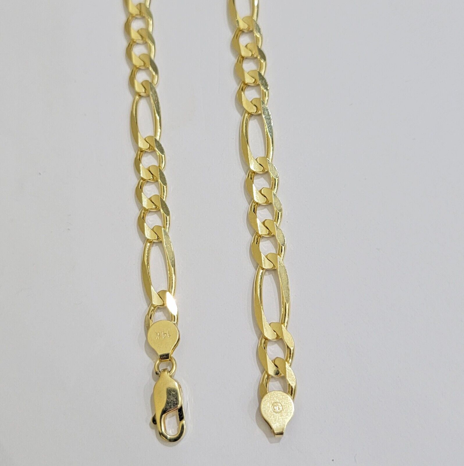 7mm Solid 14k Yellow Gold Figaro chain Necklace 24 Inch Men's STRONG REAL 14kt - GoldenLinQ