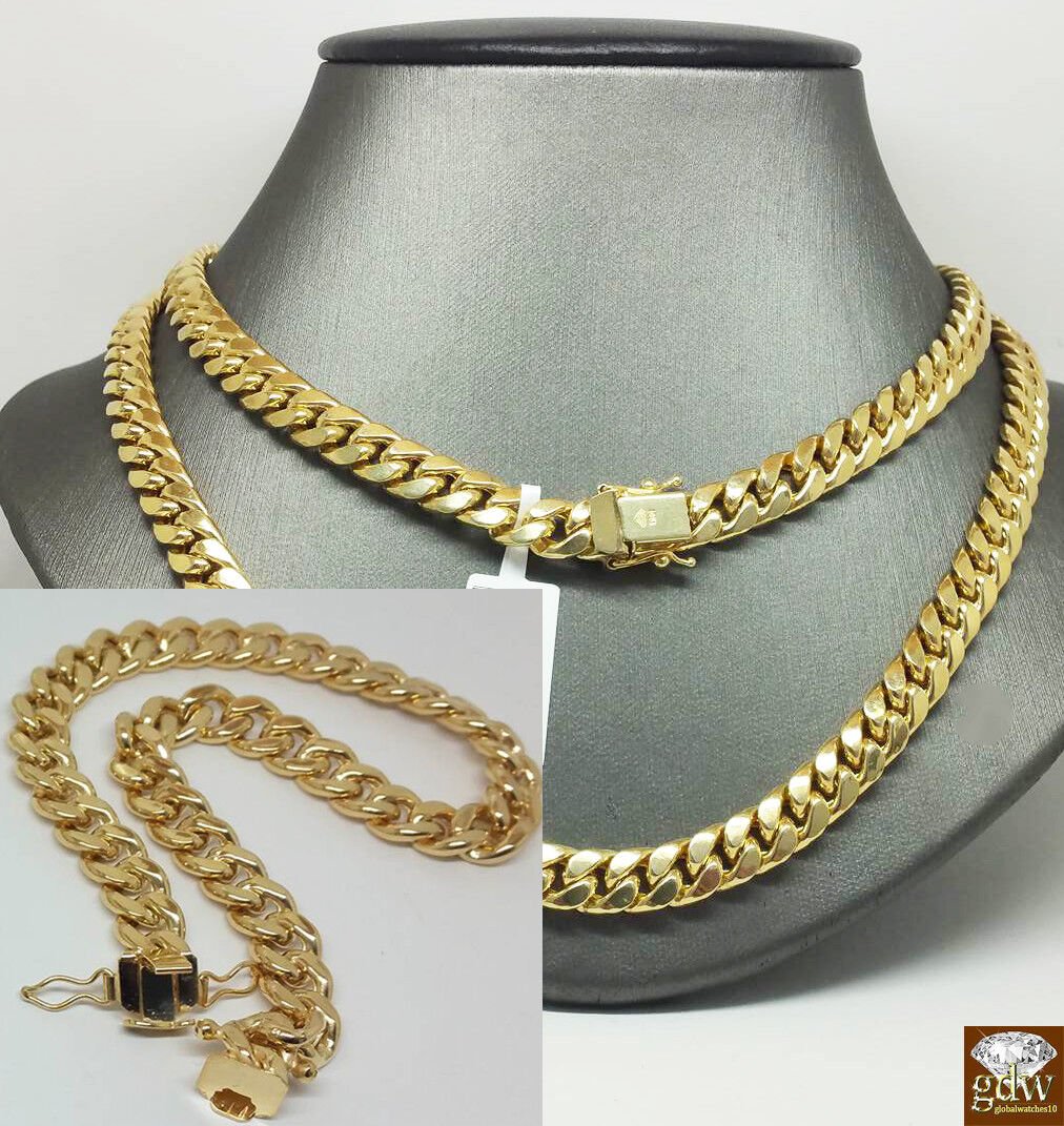 8mm 10k Gold Miami Cuban link Bracelet 7.5" 8" 8.5" 9" REAL 10kt Yellow Gold - GoldenlinQ