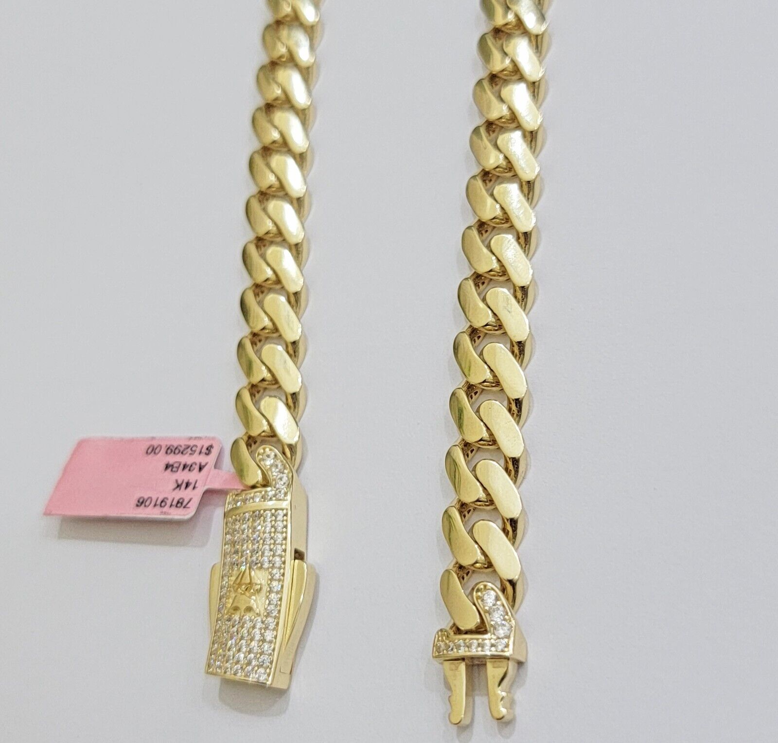 9mm Miami Cuban Royal Link Chain Necklace Box Clasp Real 14K Yellow Gold on SALE - GoldenLinQ