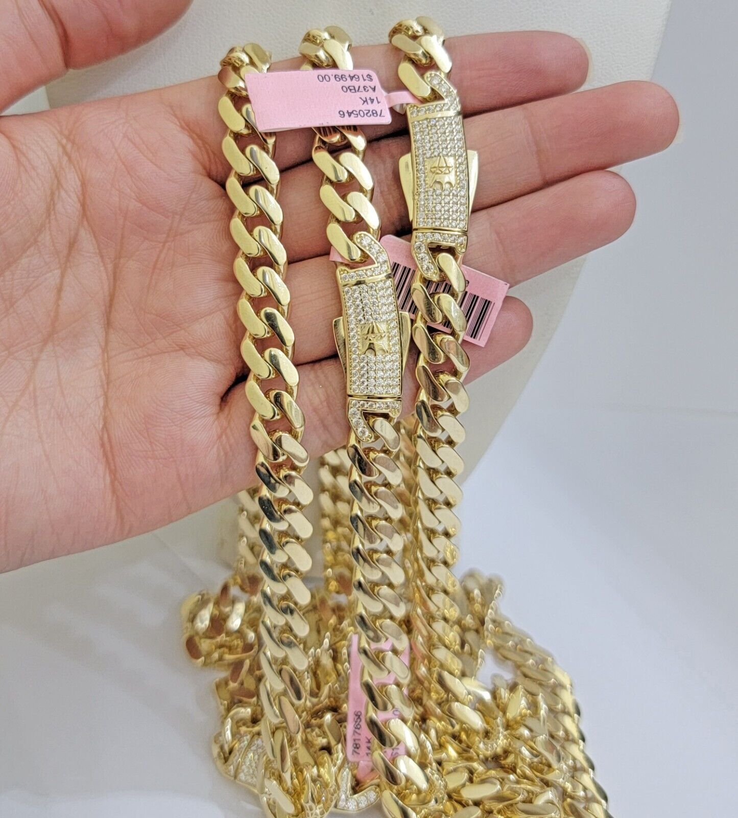 9mm Miami Cuban Royal Link Chain Necklace Box Clasp Real 14K Yellow Gold on SALE - GoldenLinQ