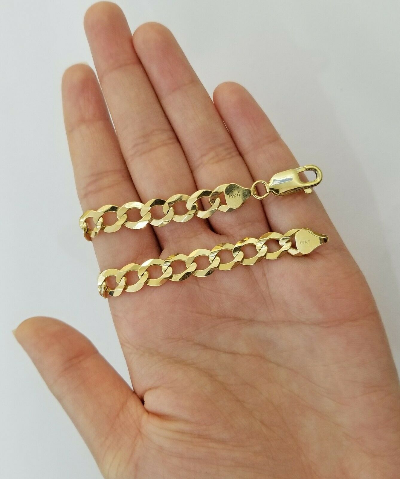 9MM Solid 14k Yellow Gold Cuban Link Bracelet 8" 9" REAL Mens Lobster, Necklace - GoldenLinQ