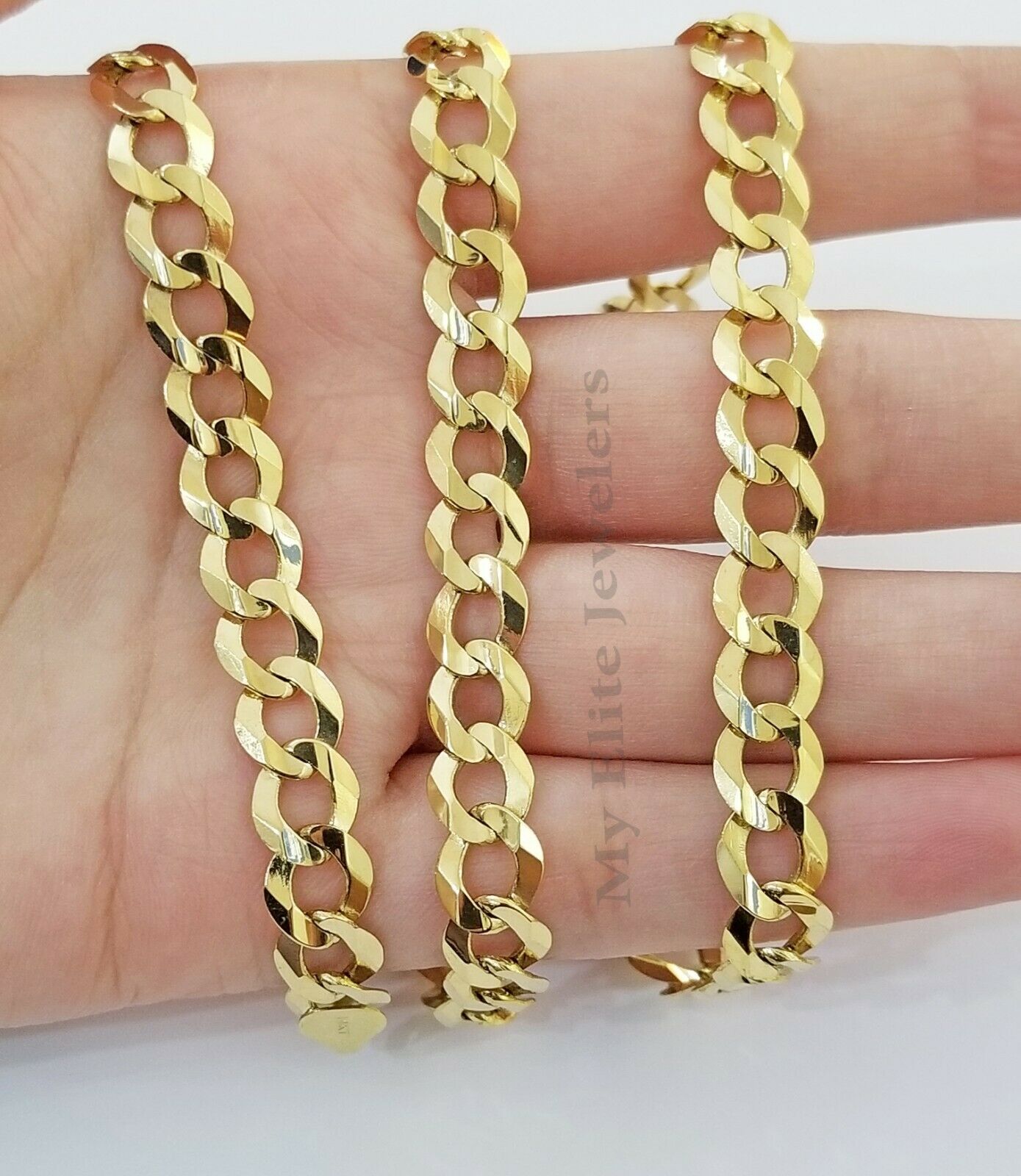 9MM Solid 14k Yellow Gold Cuban Link Bracelet 8" 9" REAL Mens Lobster, Necklace - GoldenLinQ