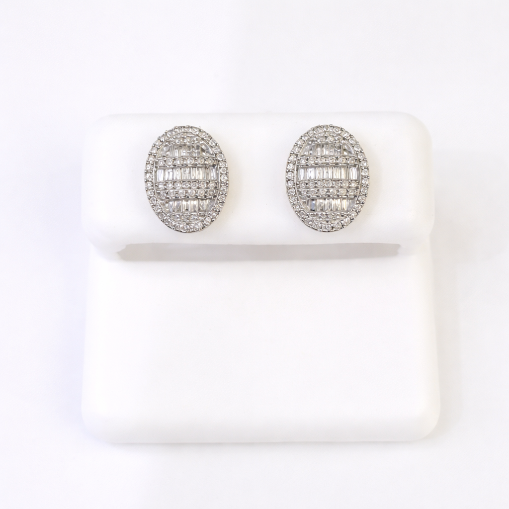 10k Yellow Gold Oval Earrings Real Diamond Screw-Back Women Men Studs