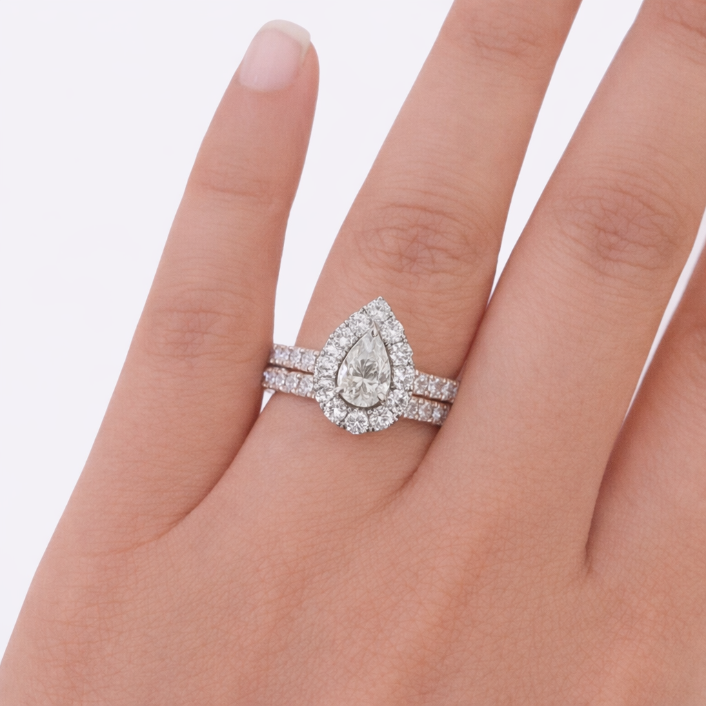 REAL 14k Rose Gold Diamond Ladies Ring Tear Drop Shaped Women Band