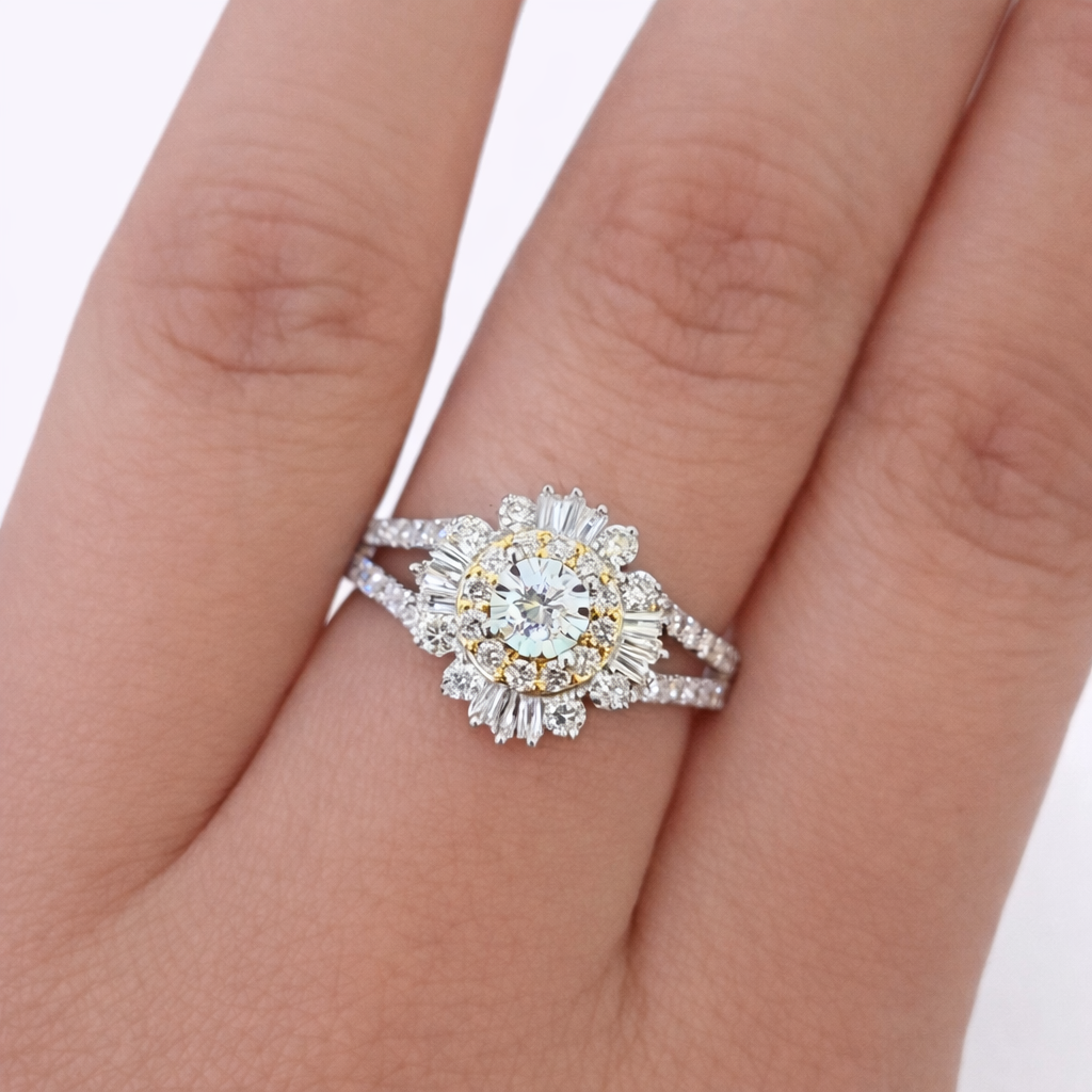 Real 10k Yellow Gold Diamond Ladies Ring Women Engagement Wedding