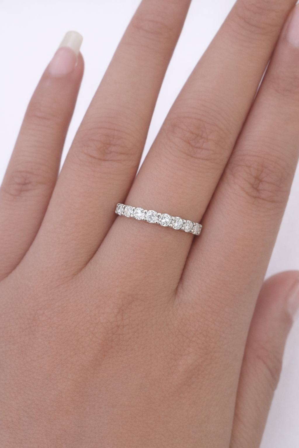REAL 14k White Gold Diamond Wedding Band natural Diamonds ladies/ Women Size 7