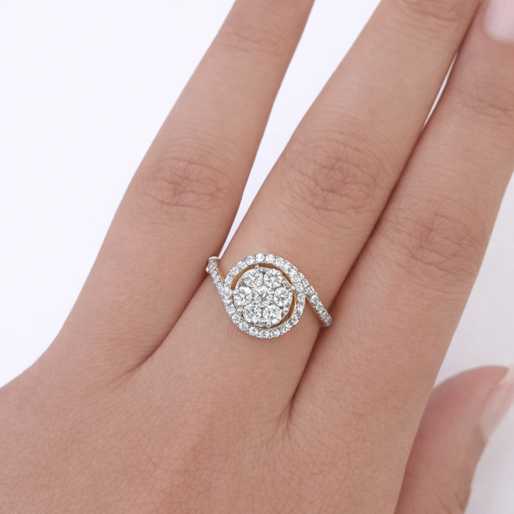Real 14k Yellow Gold Natural Diamonds Ladies Ring Women