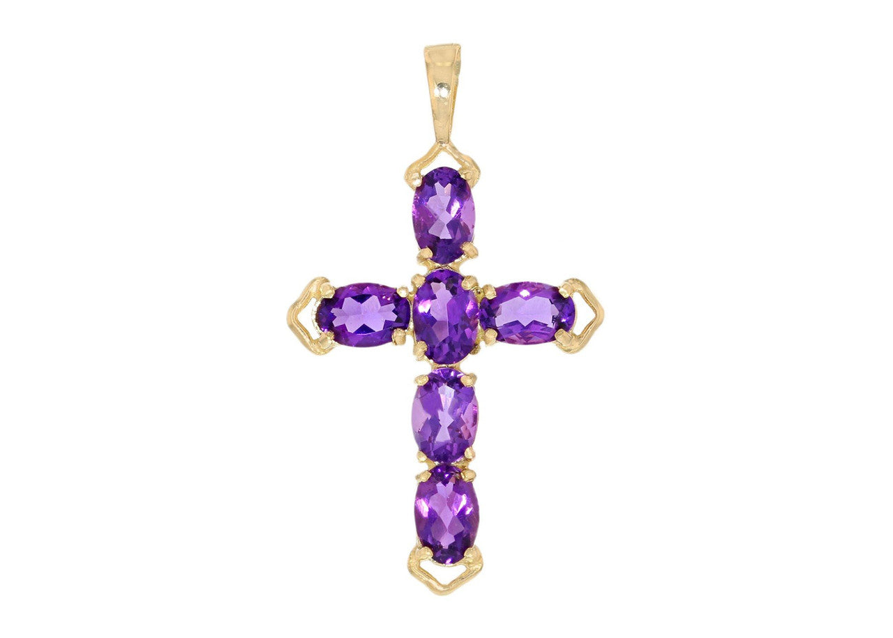 Cross Womens Stone Religious Pendant, 10k Gold Charm (P11994)