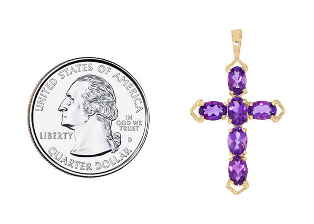 Cross Womens Stone Religious Pendant, 10k Gold Charm (P11994)