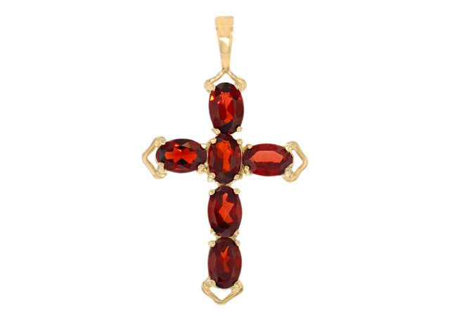Cross Womens Stone Religious Pendant, 10k Gold Charm (P11994)