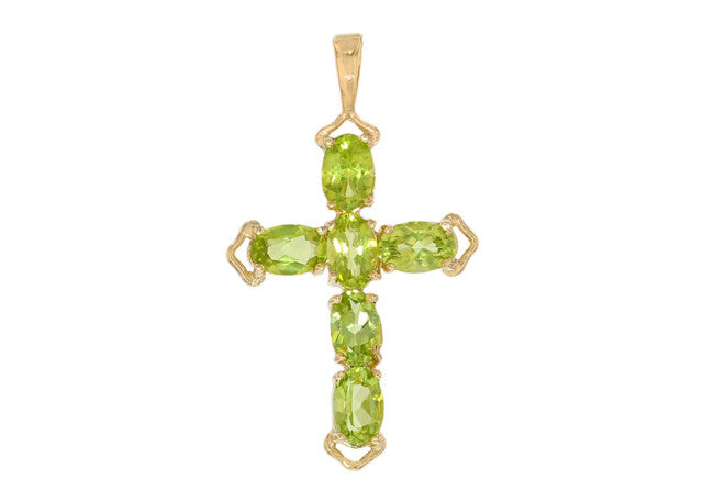 Cross Womens Stone Religious Pendant, 10k Gold Charm (P11994)