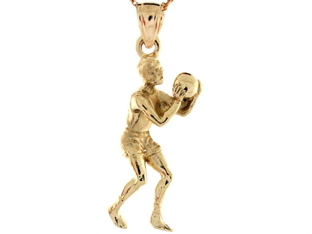 Yellow Real Gold Basketball Player Sporty Charm Pendant (P3979)