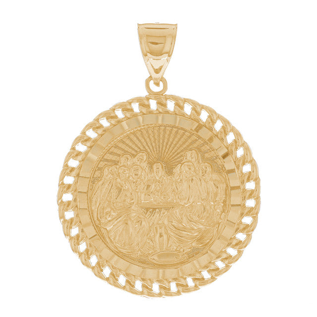 10k Yellow Gold Last Supper Mens Religious Jesus Pendant (P12944)