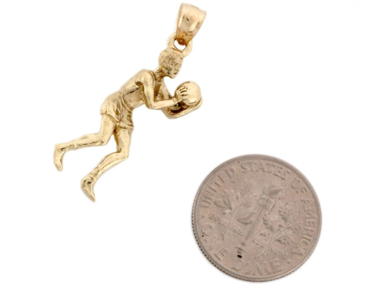 Yellow Real Gold Basketball Player Sporty Charm Pendant (P3979)