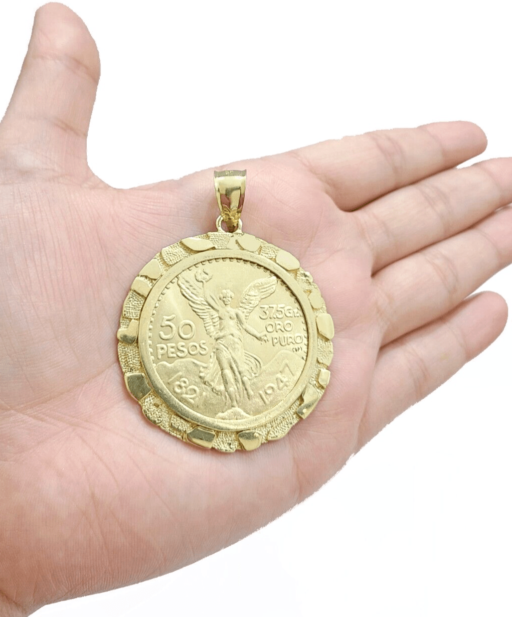 Centenario Coin Copy in Solid Yellow 14k Gold 50 Pesos 1947 Mexico/Mexican Coin - GoldenlinQ