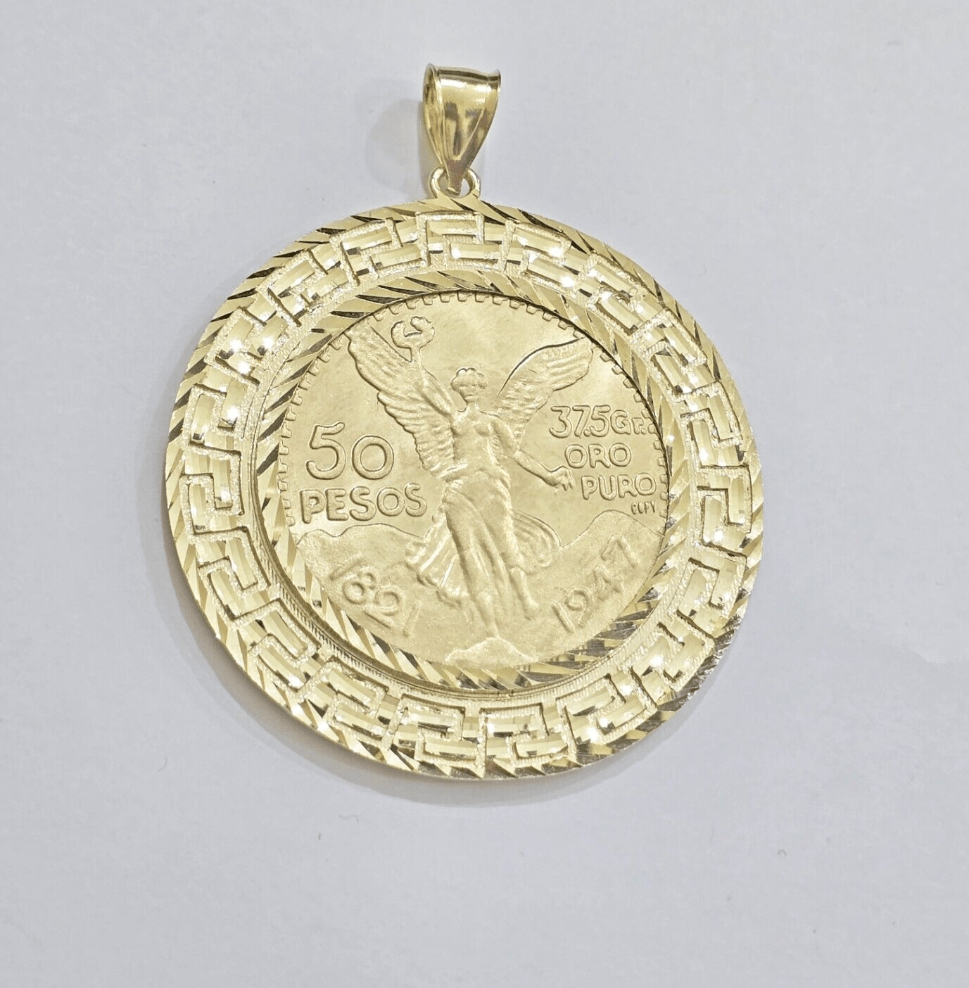 Centenario Coin Solid 10k Yellow Gold 50 Pesos 1947 Mexican Coin With Bazel REAL - GoldenlinQ