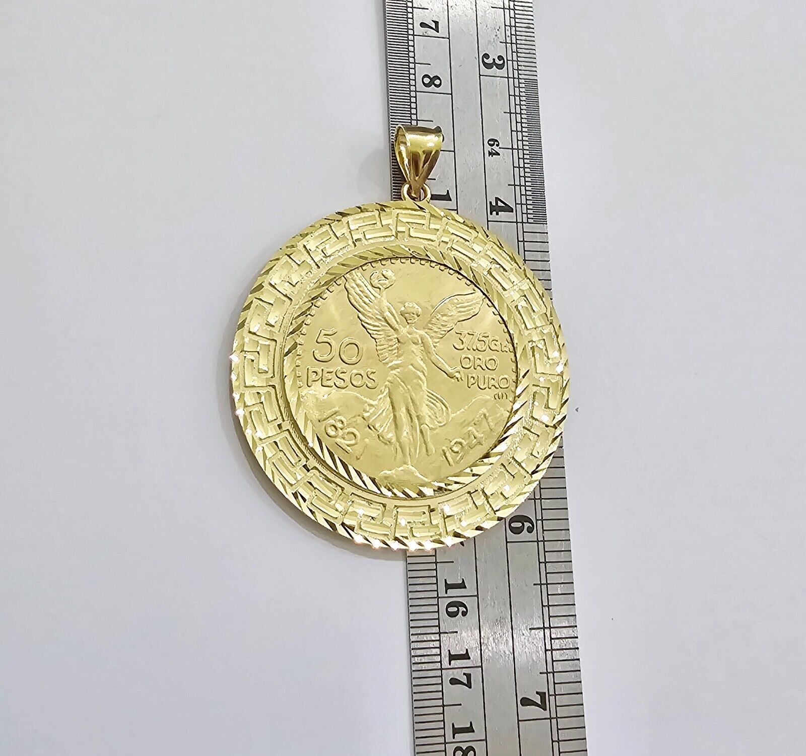 Centenario Coin Solid 10k Yellow Gold 50 Pesos 1947 Mexican Coin With Bazel REAL - GoldenlinQ