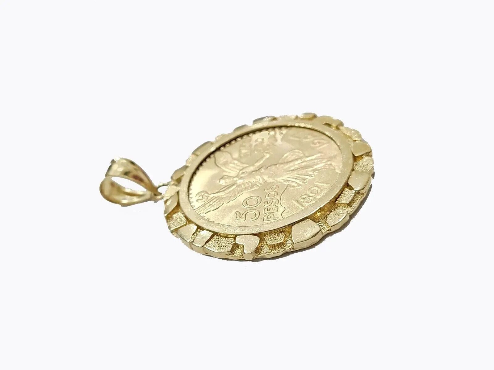 Centenario Coin Solid 14k Yellow Gold 50 Pesos 1947 Mexican Coin With bazel REAL - GoldenlinQ