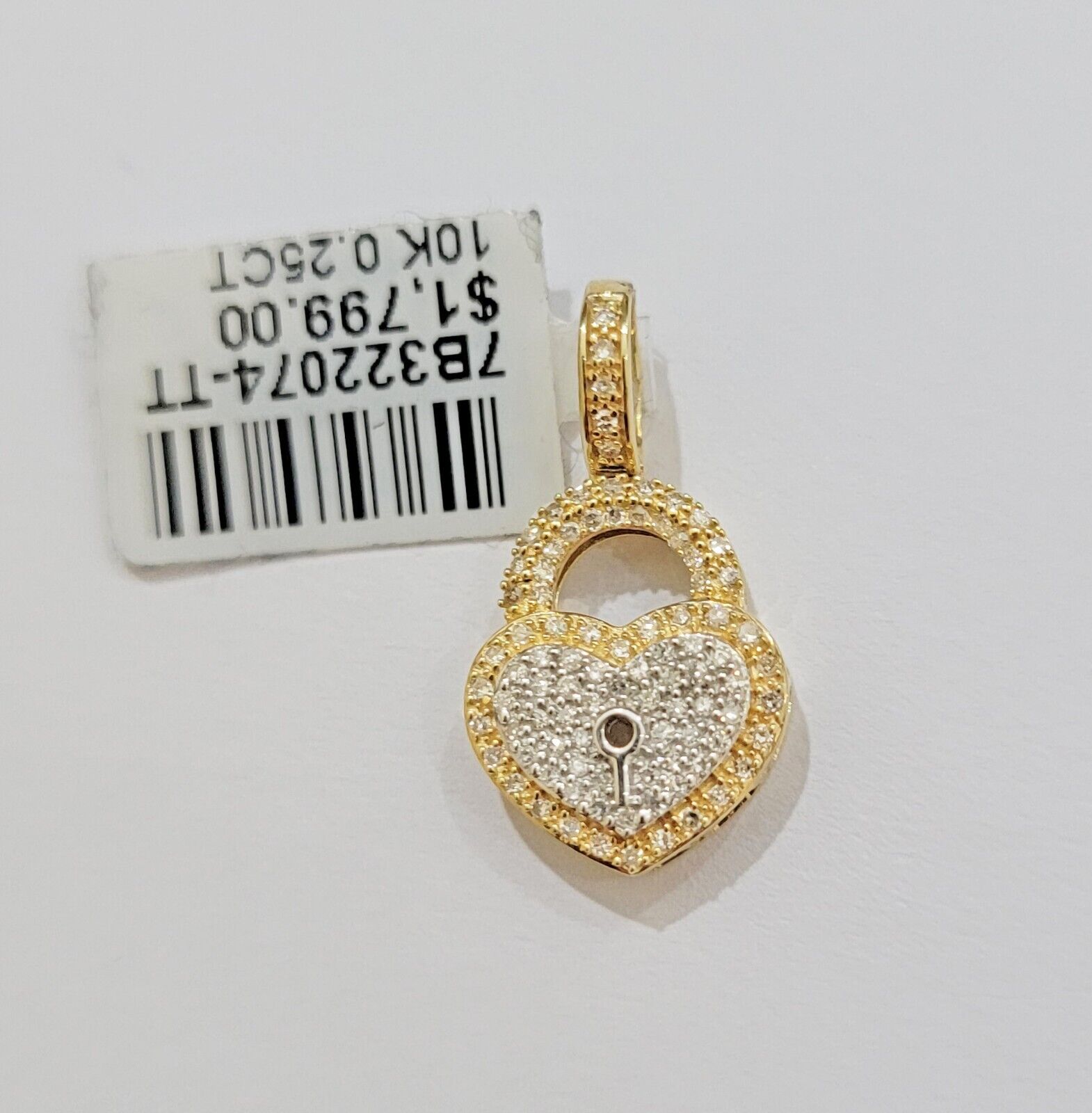 Diamond Heart Key charm pendant 10k gold 0.25 CT Natural Diamonds For Women,REAL - GoldenlinQ