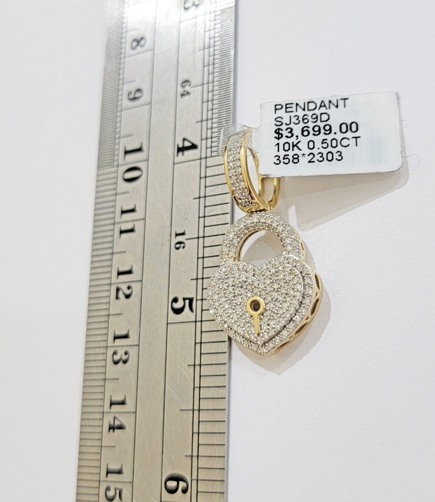 Diamond Heart Key charm pendant 10k gold 1/2 Natural Diamonds For Men Women,REAL - GoldenlinQ