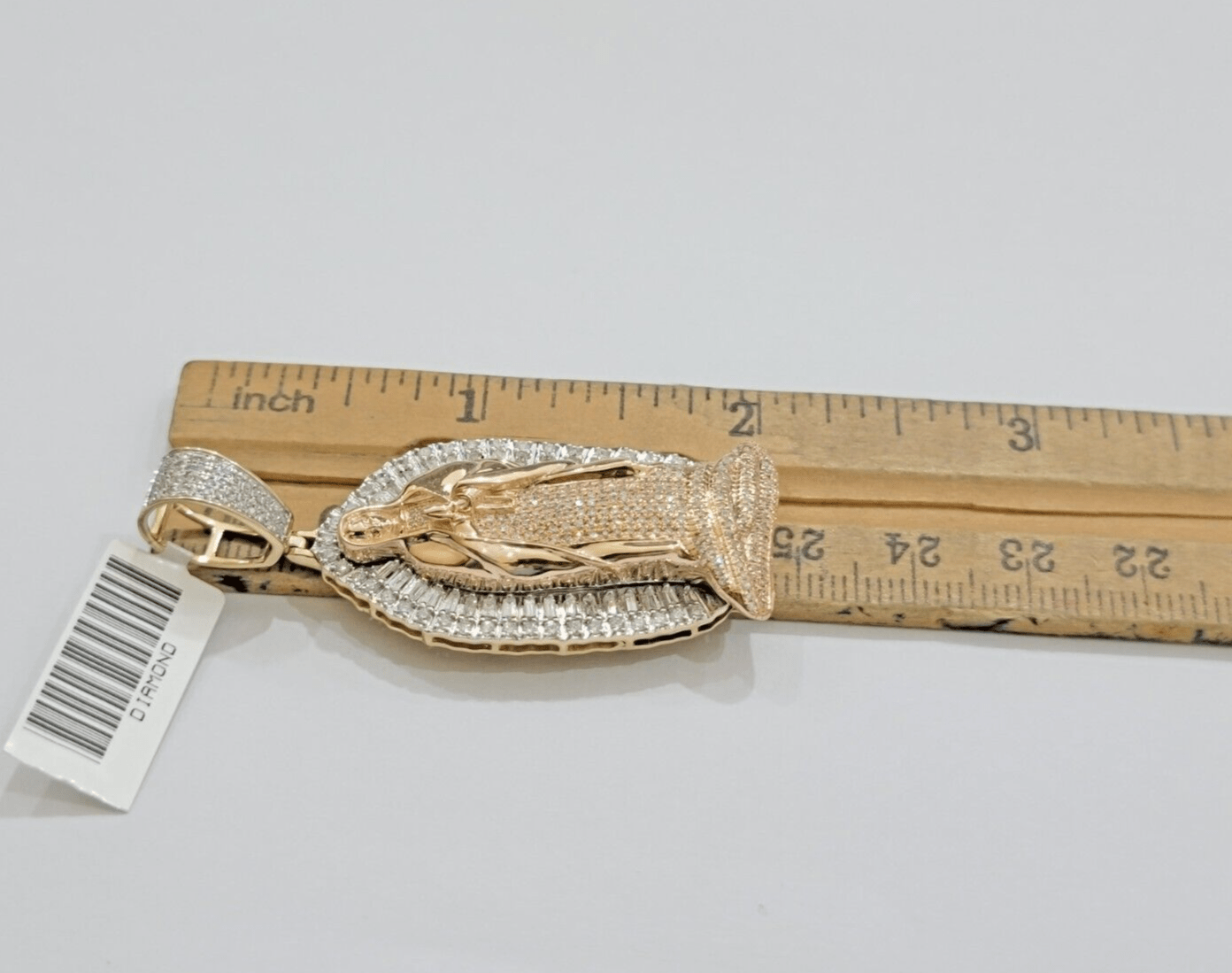 Diamond Virgin Mary Charm Pendant 10k Yellow Rose Gold Natural Diamond REAL SALE - GoldenLinQ