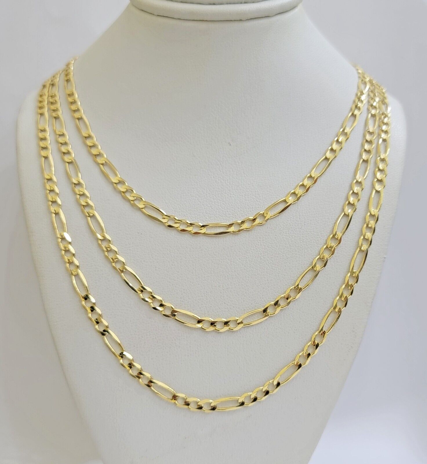 Figaro Link Chain 14k Yellow Gold Necklace 3.5mm 18 - 28 Inch SOLID 14kt STRONG - GoldenLinQ