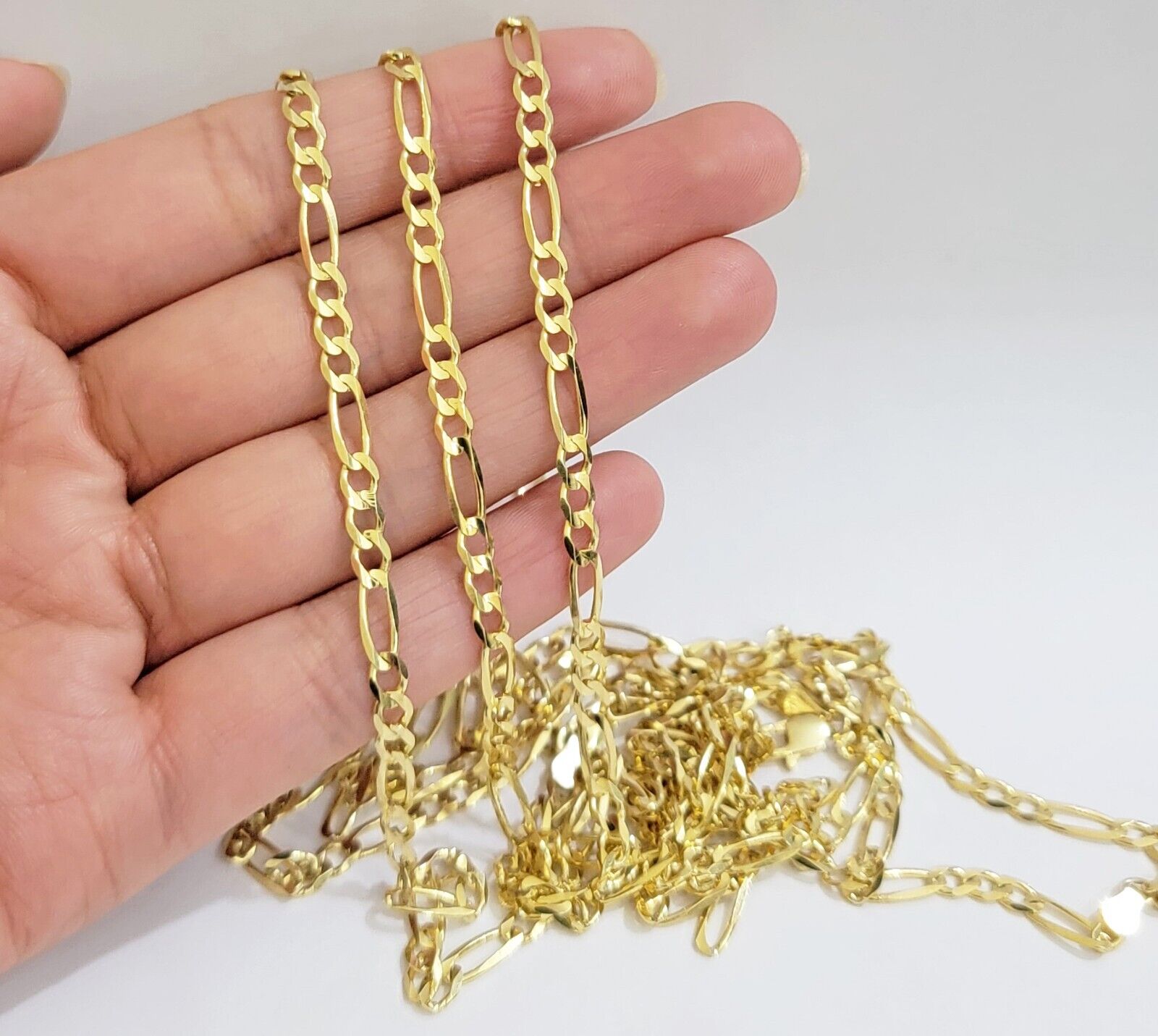 Figaro Link Chain 14k Yellow Gold Necklace 3.5mm 18 - 28 Inch SOLID 14kt STRONG - GoldenLinQ