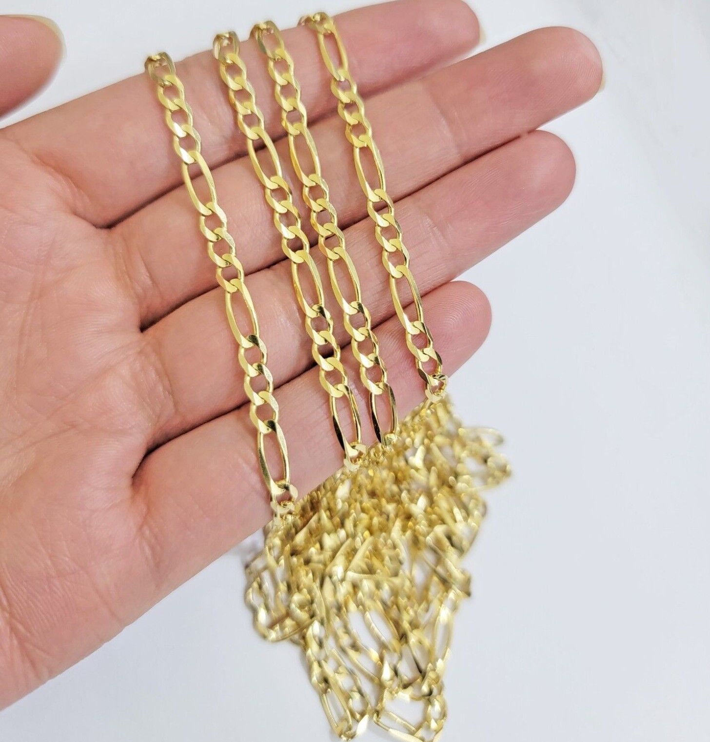 Figaro Link Chain 14k Yellow Gold Necklace 3.5mm 18 - 28 Inch SOLID 14kt STRONG - GoldenLinQ