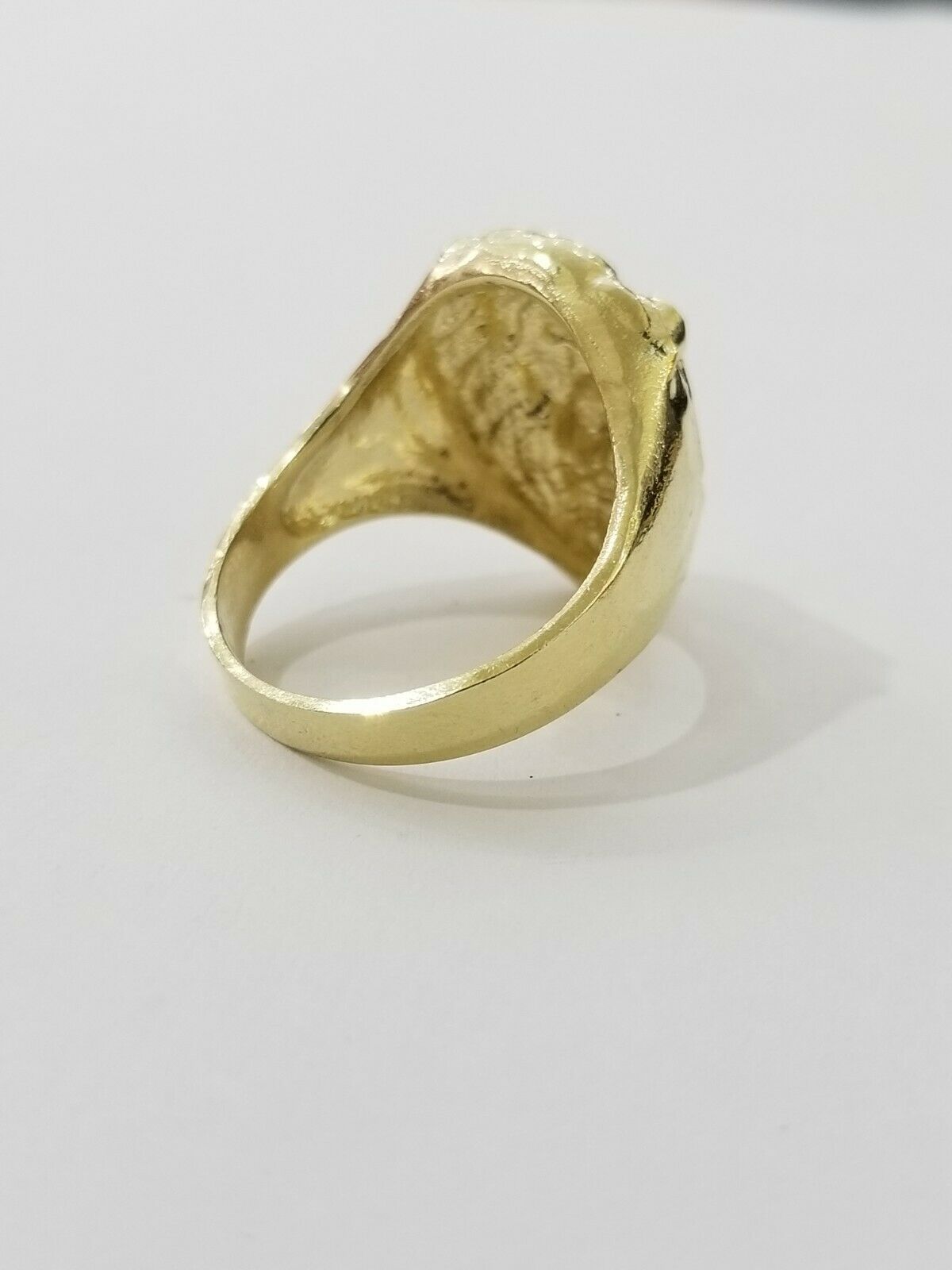 GOLD Lion Head Mens Ring SOLID 10k Yellow Gold REAL Ring , Pinky , Casual , size - GoldenlinQ