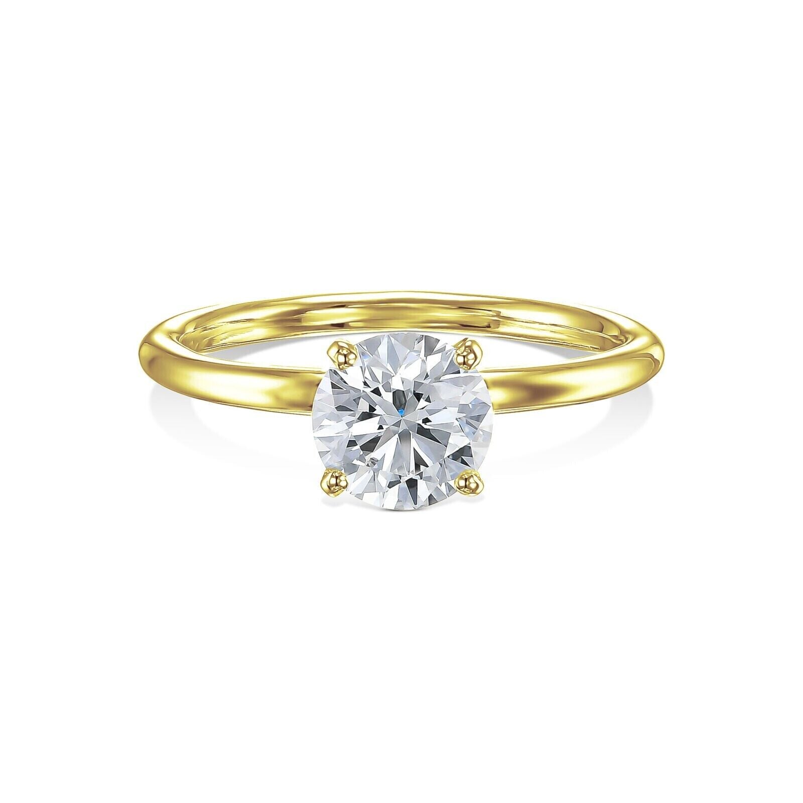 IGI Diamond Engagement Ring VS H Round Cut 2 Ct Lab Created CVD Eye Clean, Real - GoldenLinQ