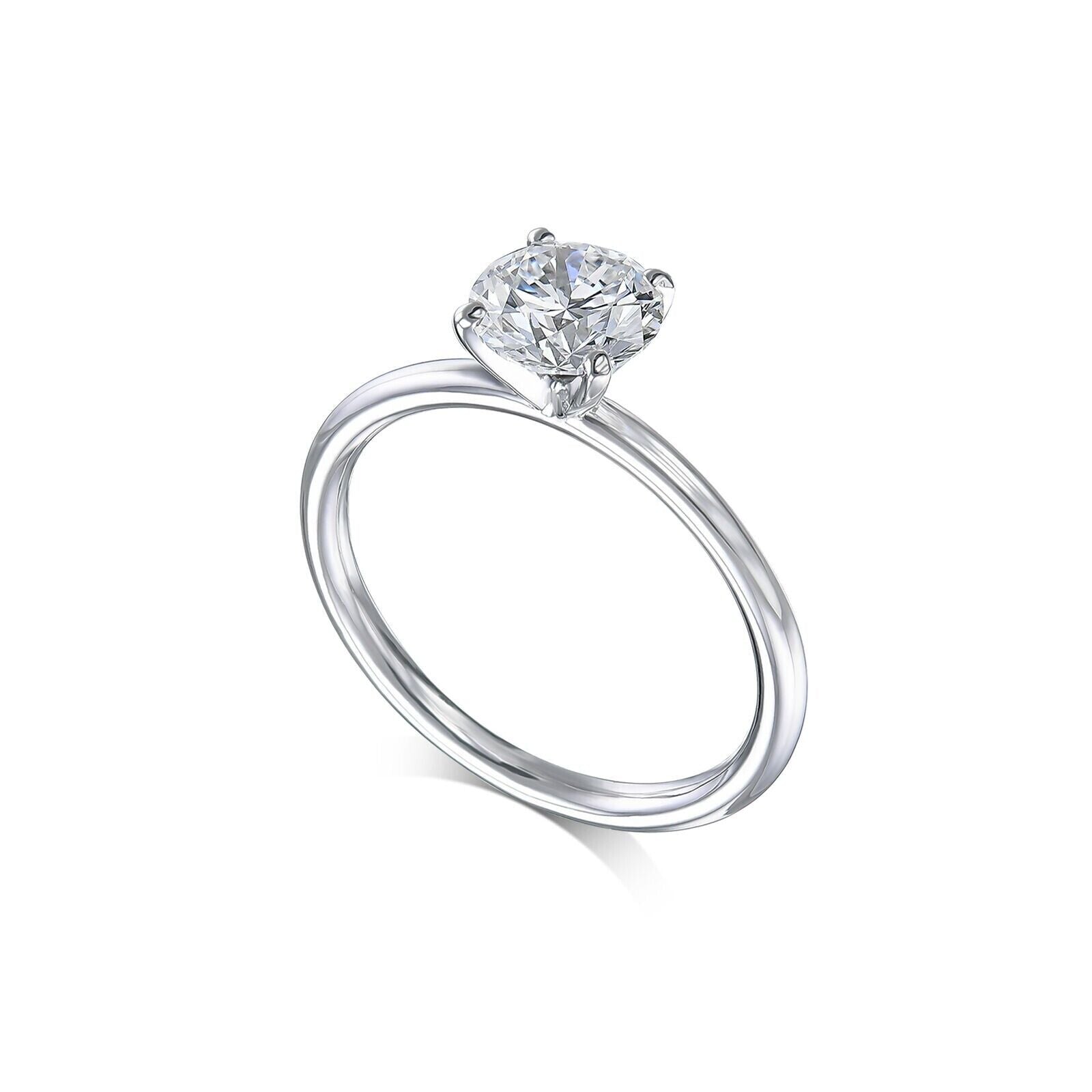 IGI Diamond Engagement Ring VS H Round Cut 2 Ct Lab Created CVD Eye Clean, Real - GoldenLinQ