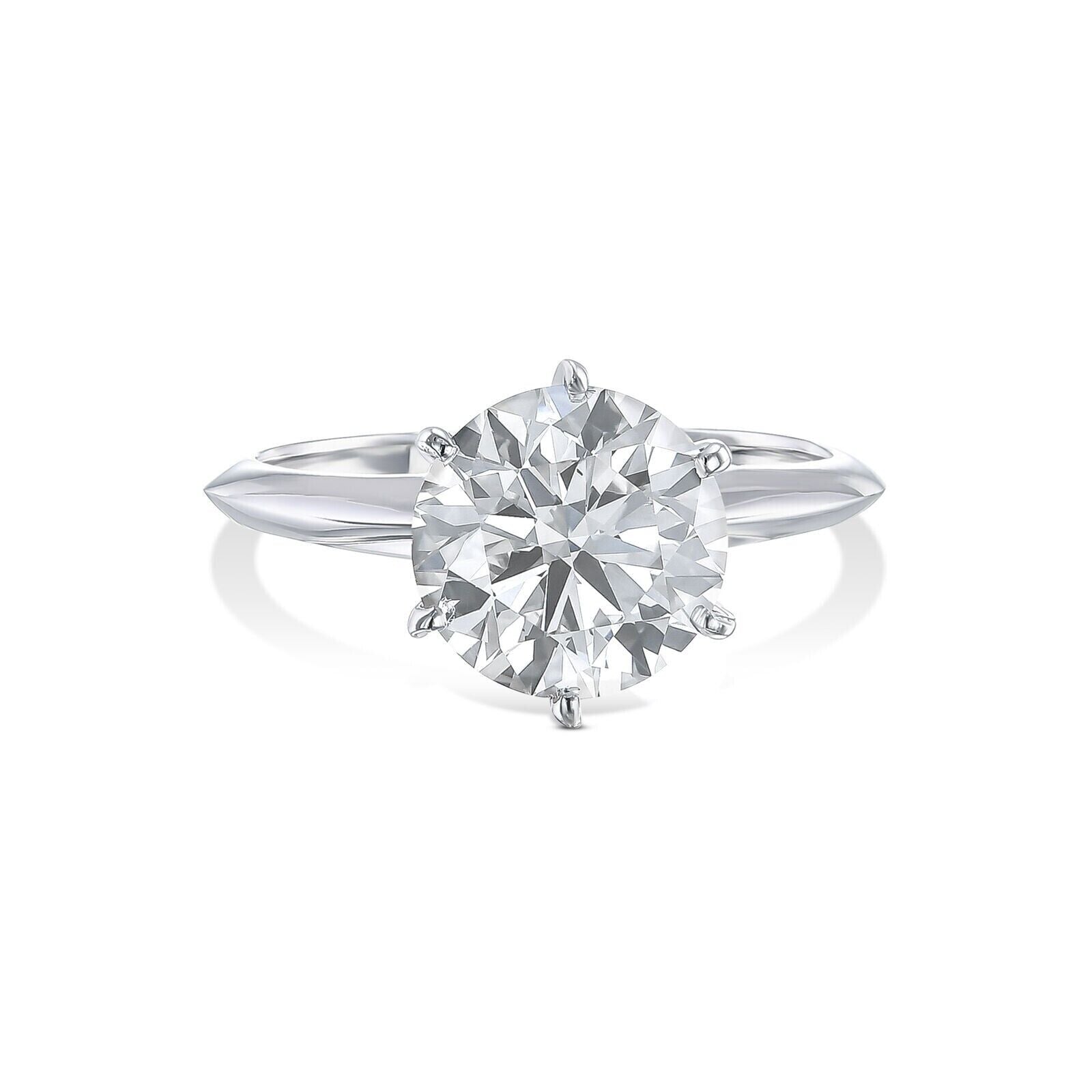 IGI Diamond Engagement Ring VS H Round Cut 2 Ct Lab Created CVD Eye Clean, Real - GoldenLinQ