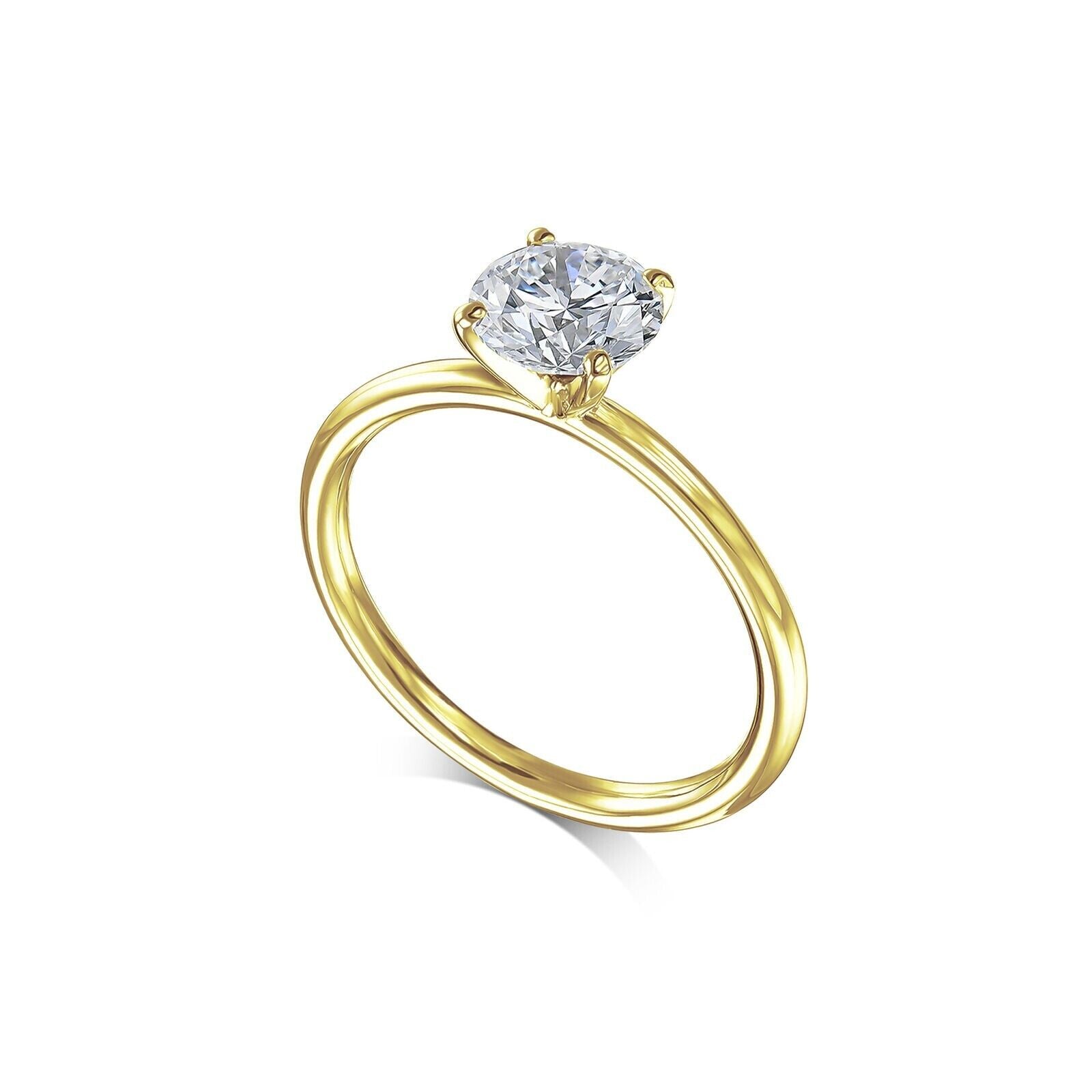 IGI Diamond Engagement Ring VS H Round Cut 2 Ct Lab Created CVD Eye Clean, Real - GoldenLinQ