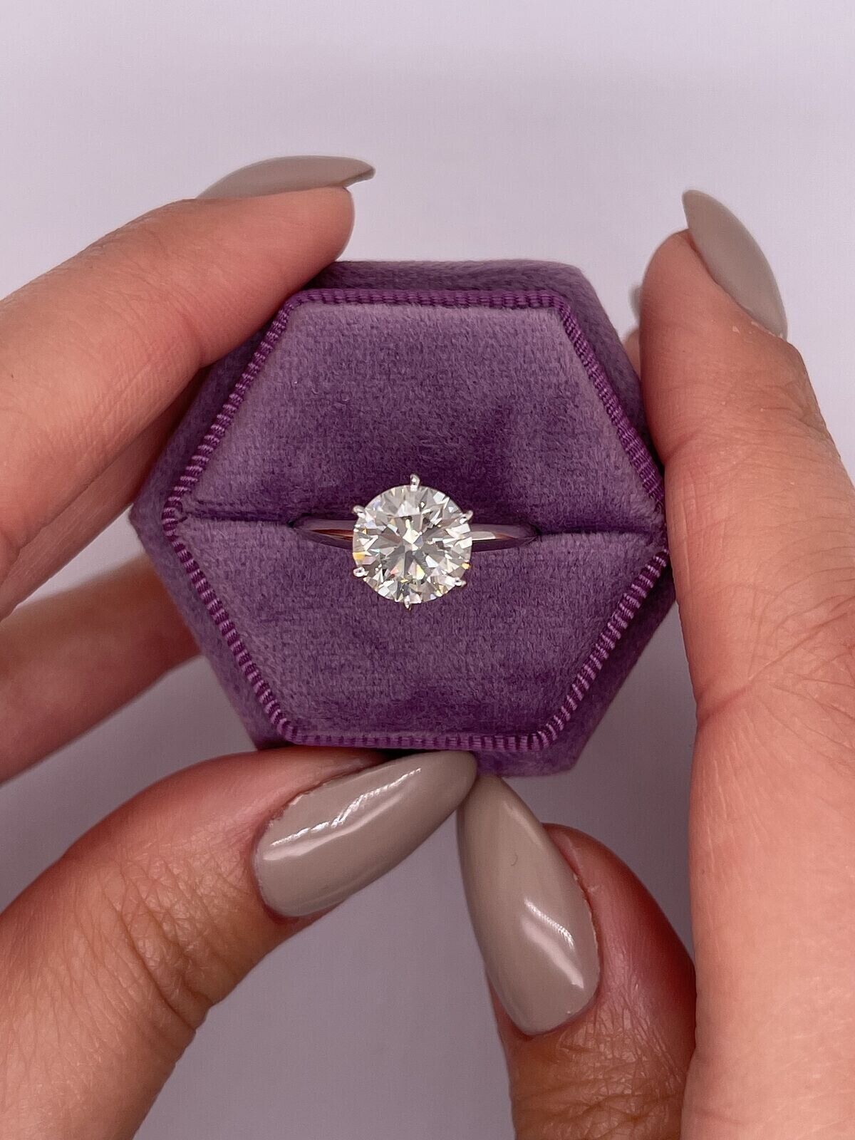 IGI Diamond Engagement Ring VS H Round Cut 2 Ct Lab Created CVD Eye Clean, Real - GoldenLinQ