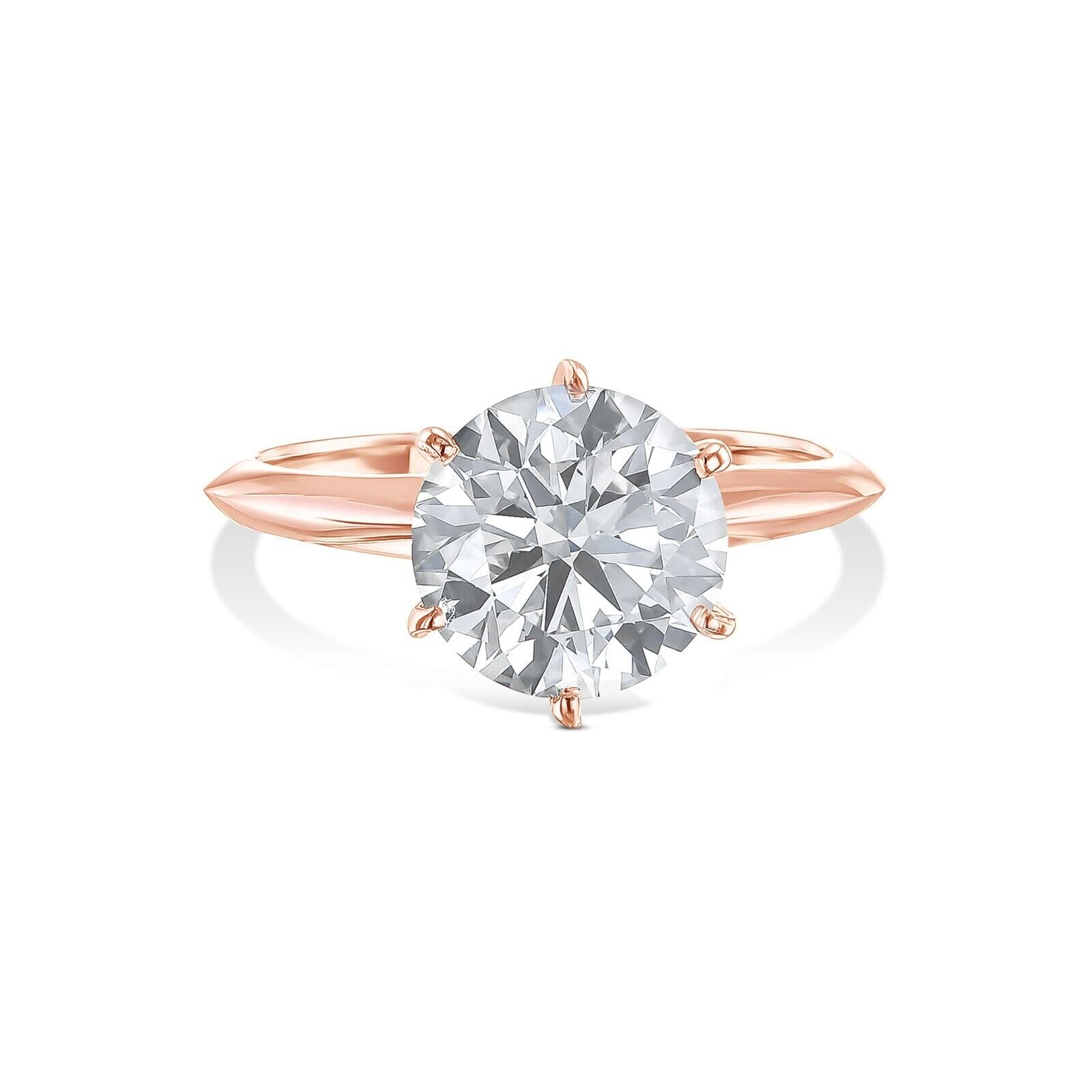 IGI Diamond Engagement Ring VS H Round Cut 2 Ct Lab Created CVD Eye Clean, Real - GoldenLinQ