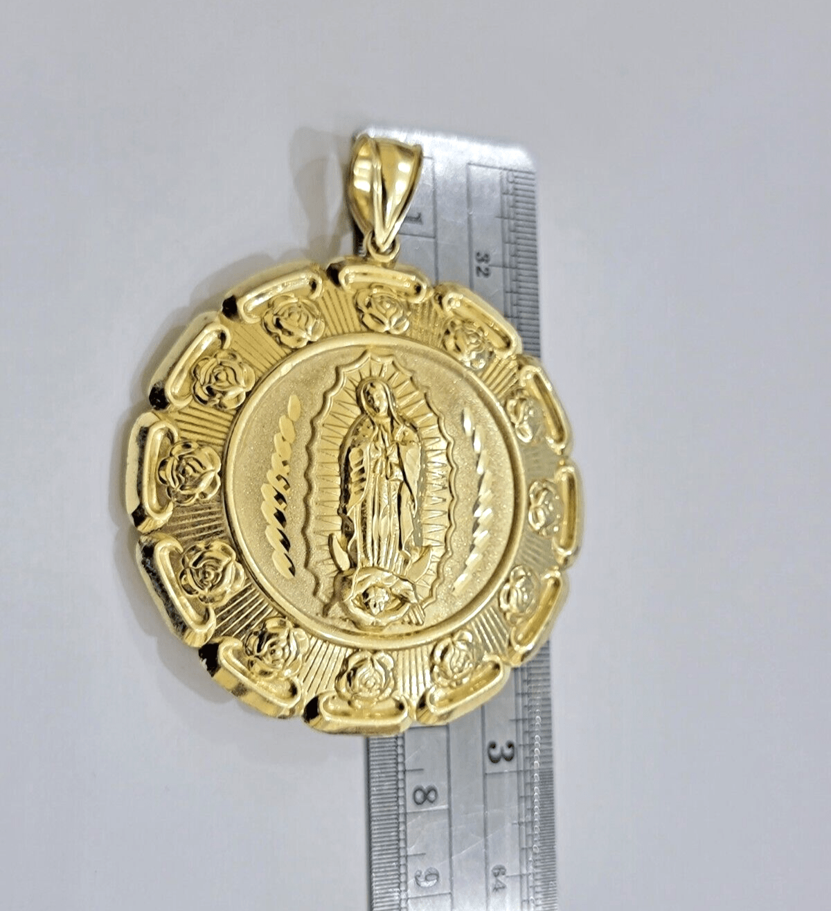 Jesus Virgin Mary Charm Pendant Real 10k Yellow Gold For 10kt Chain Necklace New - GoldenlinQ