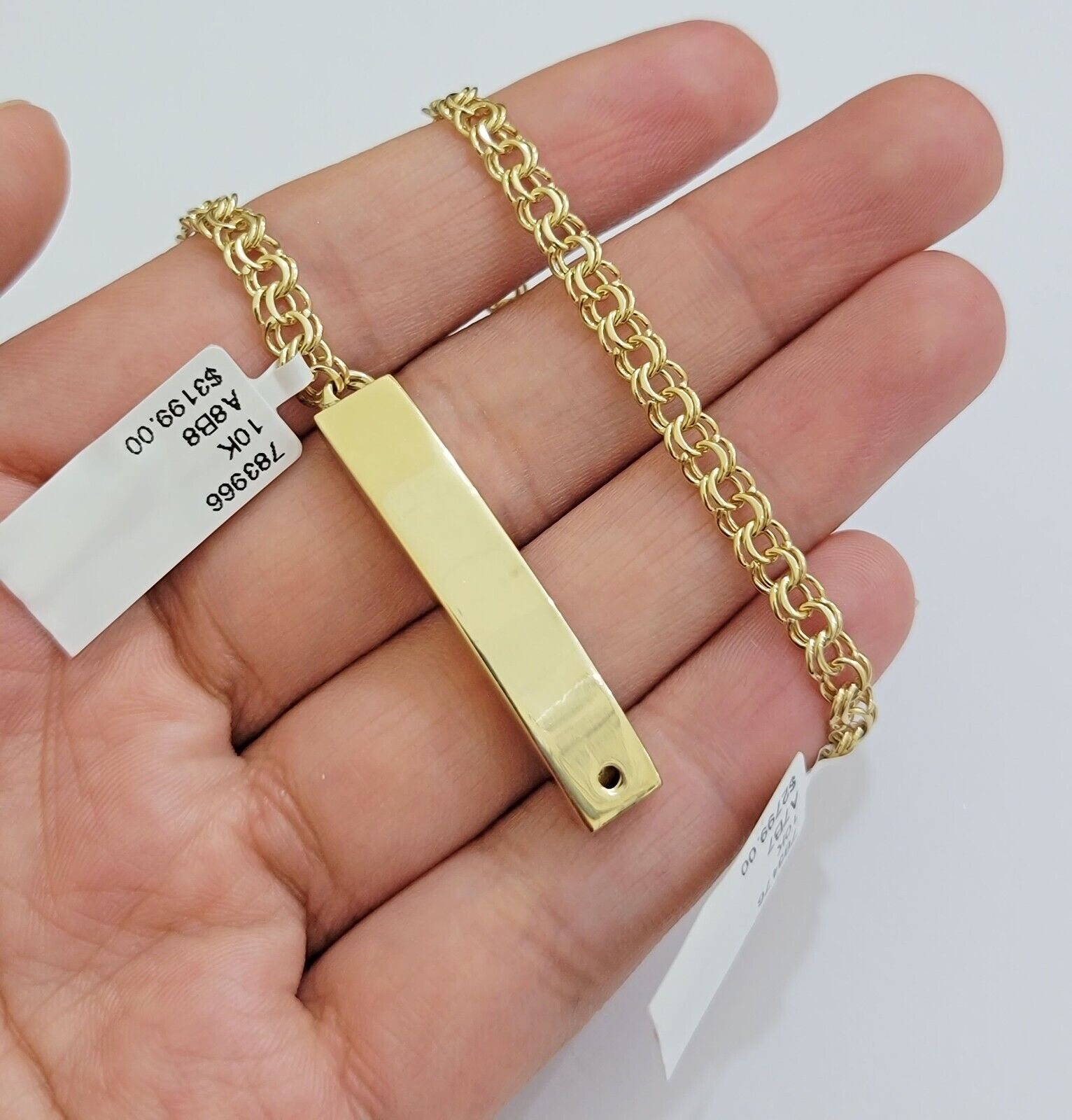 Kids 10k Yellow Gold Chino Bracelet ID Name Plate 5 Inch 4mm SOLID LINK REAL - GoldenlinQ