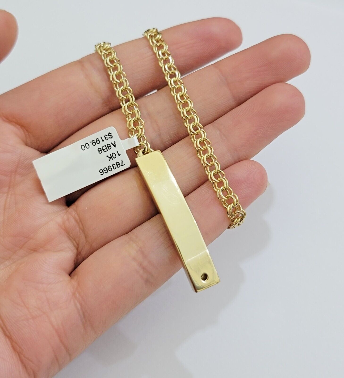 Kids 10k Yellow Gold Chino Bracelet ID Name Plate 5 Inch 4mm SOLID LINK REAL - GoldenlinQ