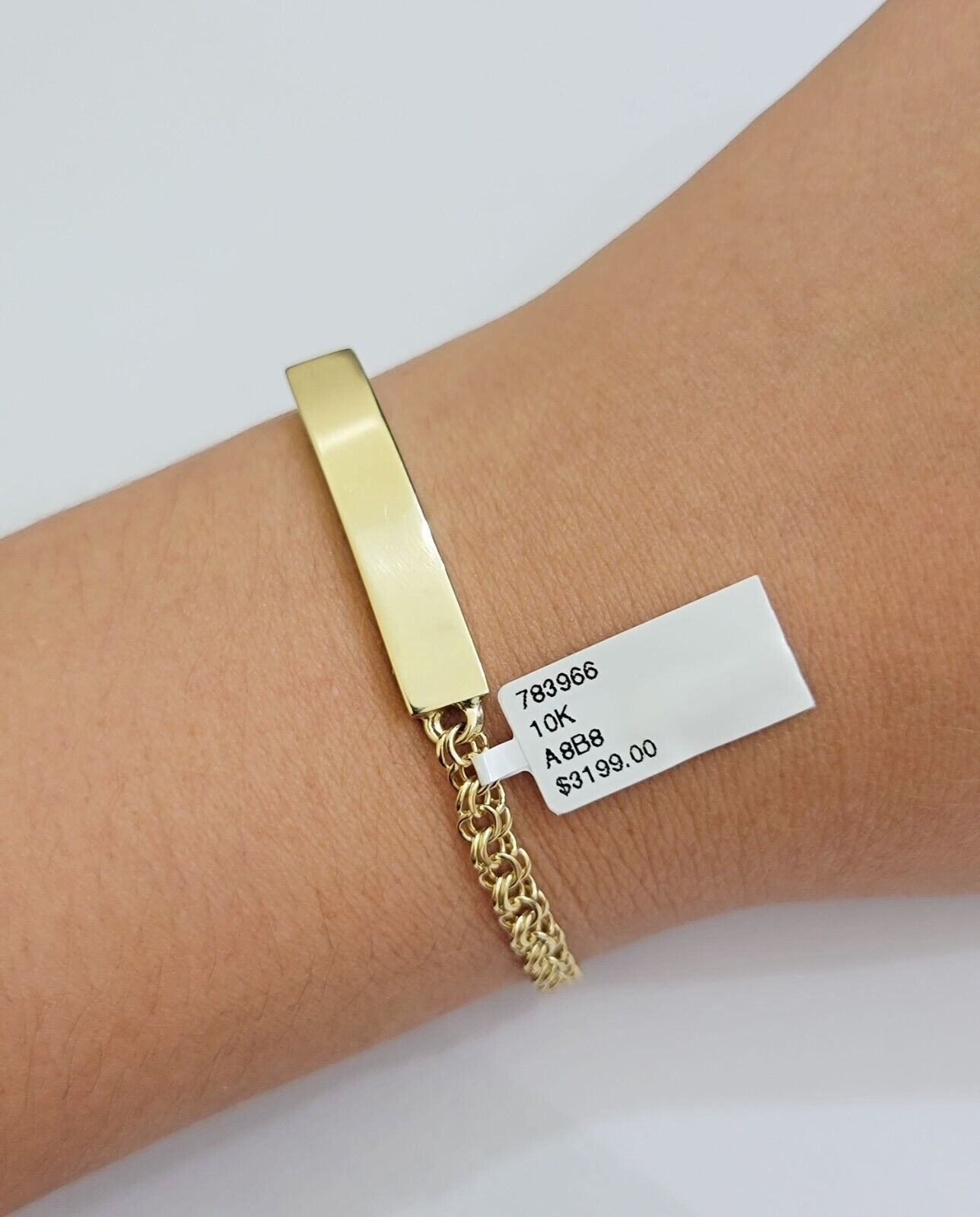 Kids 10k Yellow Gold Chino Bracelet ID Name Plate 5 Inch 4mm SOLID LINK REAL - GoldenlinQ