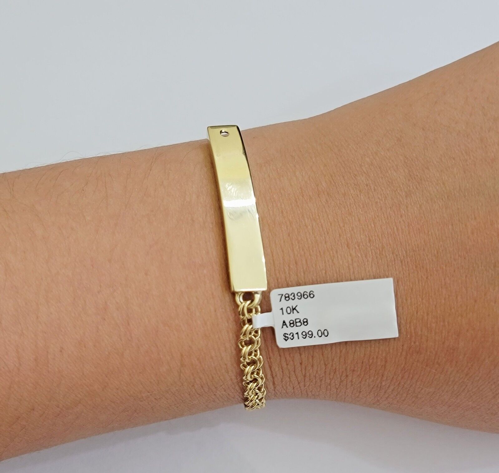 Kids 10k Yellow Gold Chino Bracelet ID Name Plate 6 Inch 4mm SOLID LINK REAL - GoldenlinQ