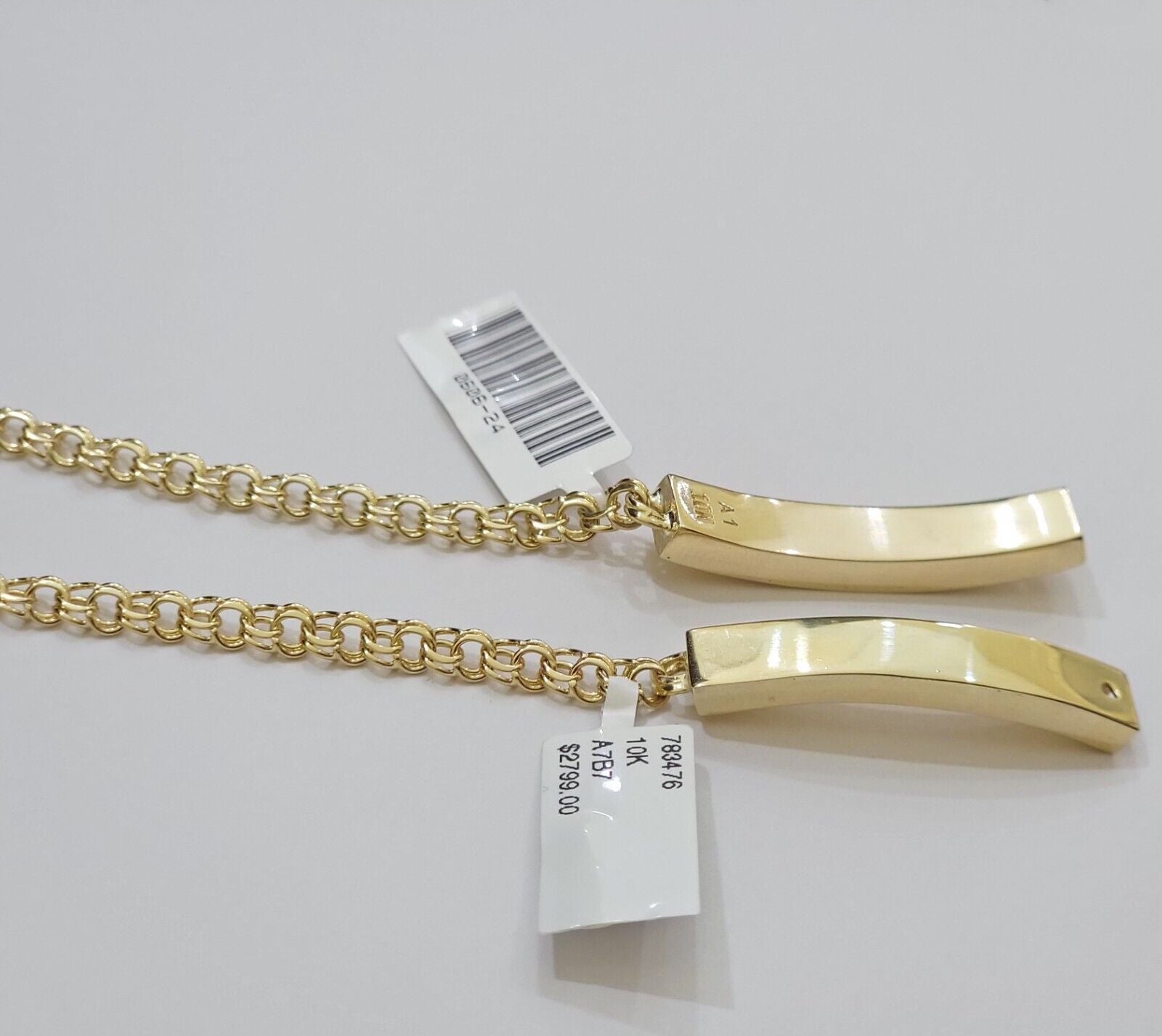 Kids 10k Yellow Gold Chino Bracelet ID Name Plate 6 Inch 4mm SOLID LINK REAL - GoldenlinQ