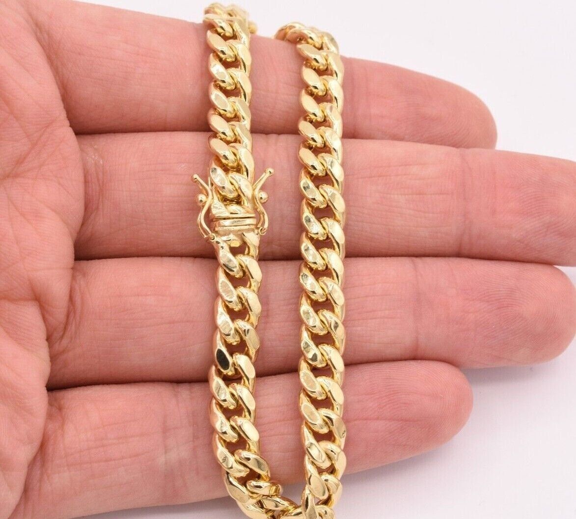 ladies 14k Bracelet Miami Cuban Link 7mm 7" Inch Real 14kt Yellow Gold For Women - GoldenLinQ