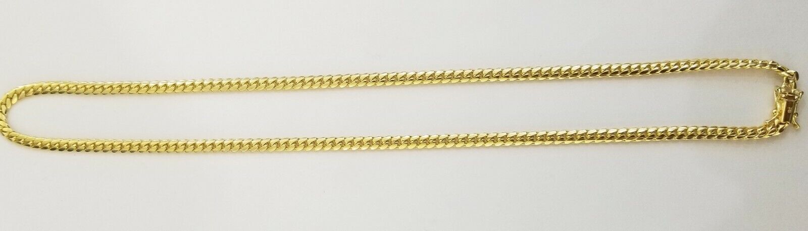 ladies 14k Yellow Gold Necklace Chain Women Cuban link 4mm 18" Box Lock Real