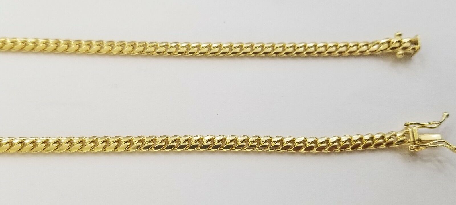 ladies 14k Yellow Gold Necklace Chain Women Cuban link 4mm 18" Box Lock Real