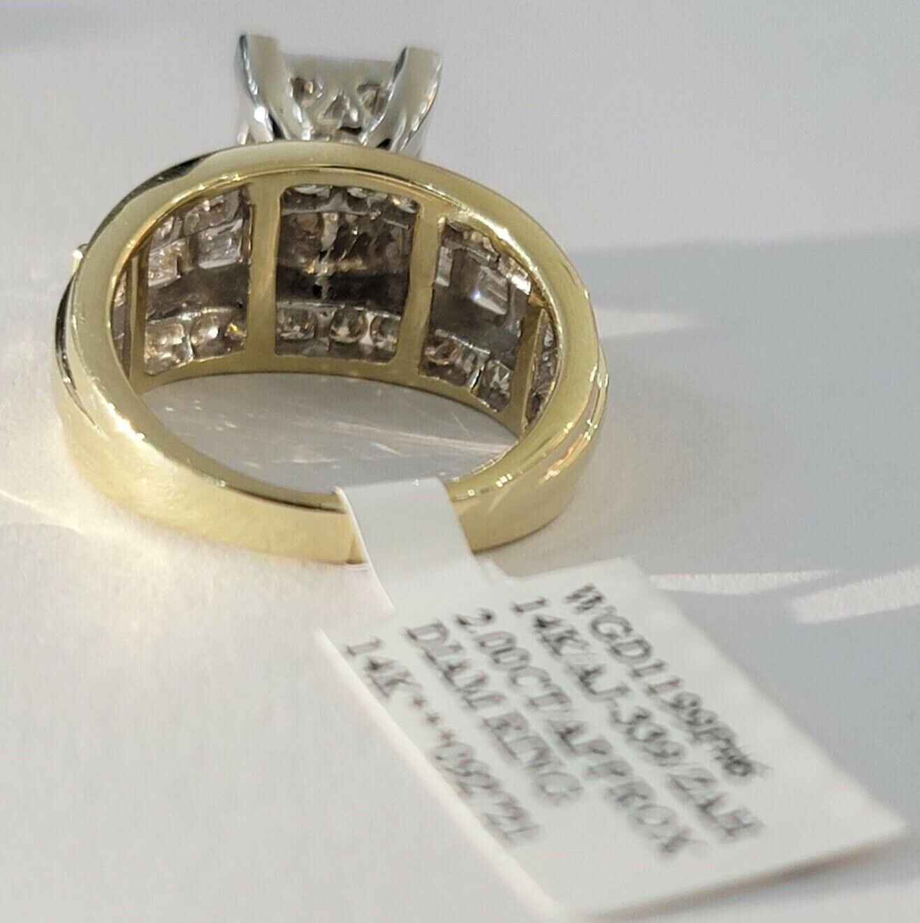 Ladies 14k Yellow Gold Ring Natural 2CT Diamond Women REAL , Wedding Engagement - GoldenlinQ