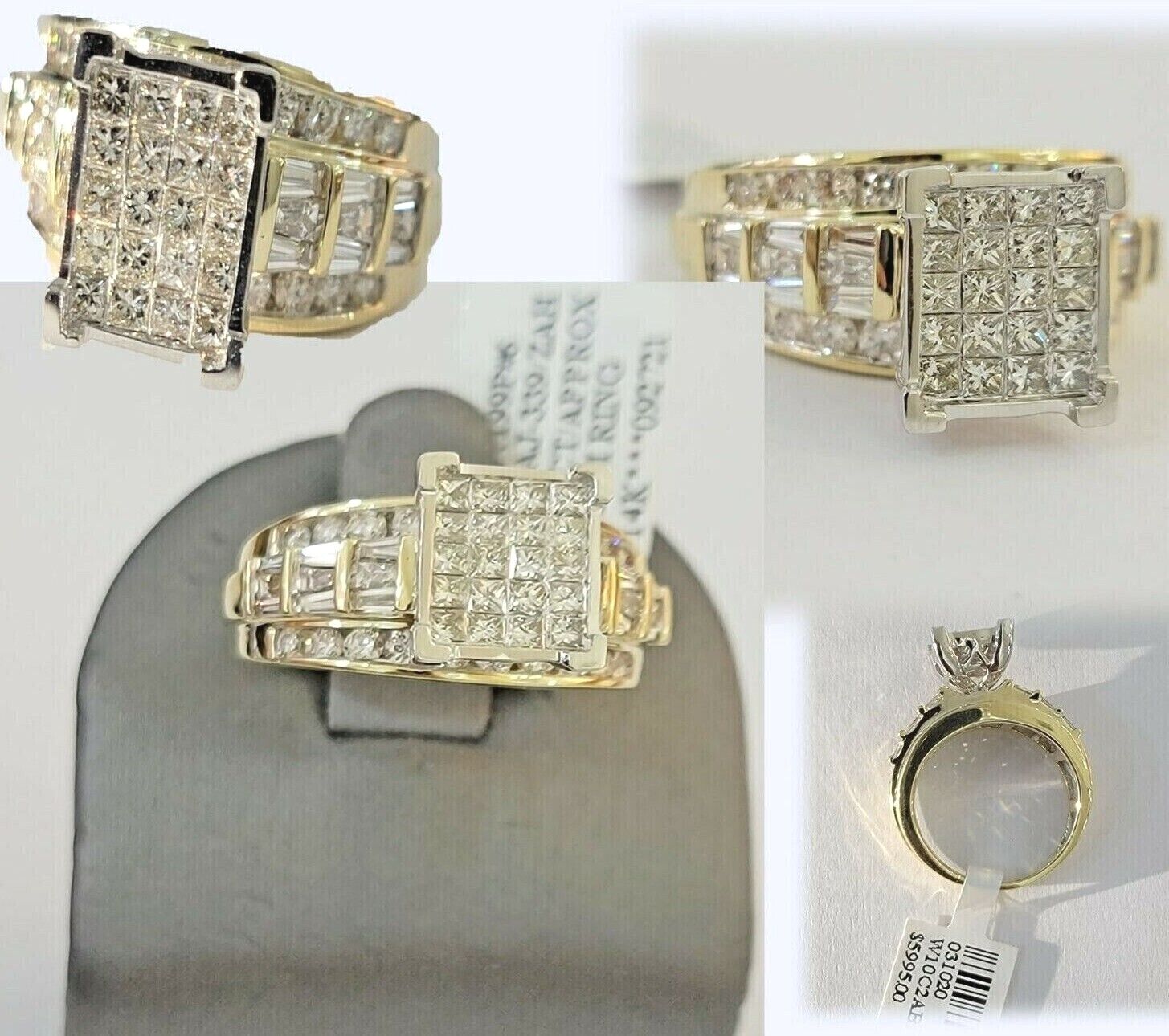 Ladies 14k Yellow Gold Ring Natural 2CT Diamond Women REAL , Wedding Engagement - GoldenlinQ