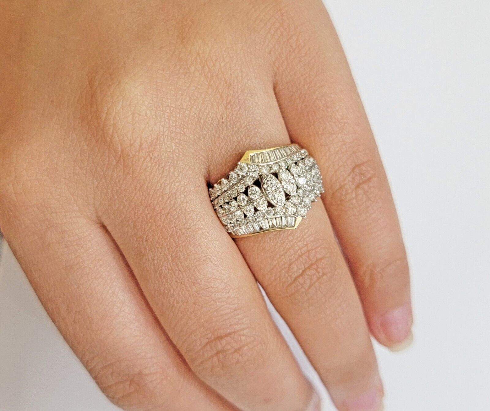 Ladies Diamond Ring Solid 10k Yellow Gold 1.50CT Natural Diamond women band REAL - GoldenlinQ